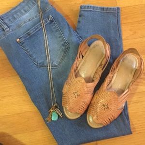 Camel Boho Leather Sandals